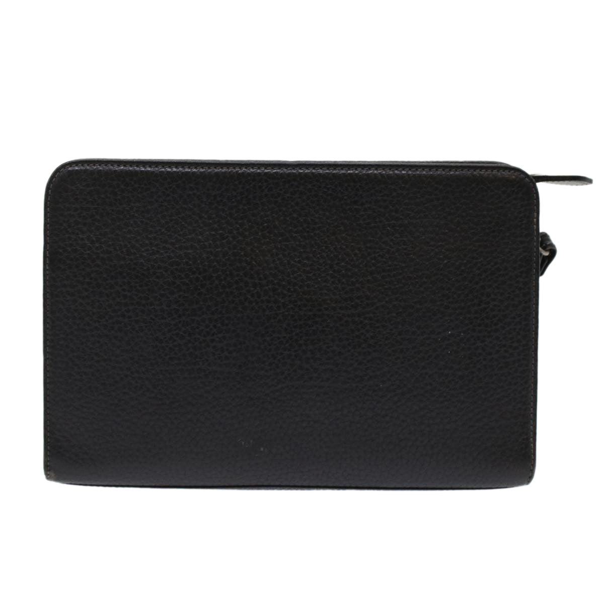 Burberrys Clutch Bag Leather Black Auth bs7004