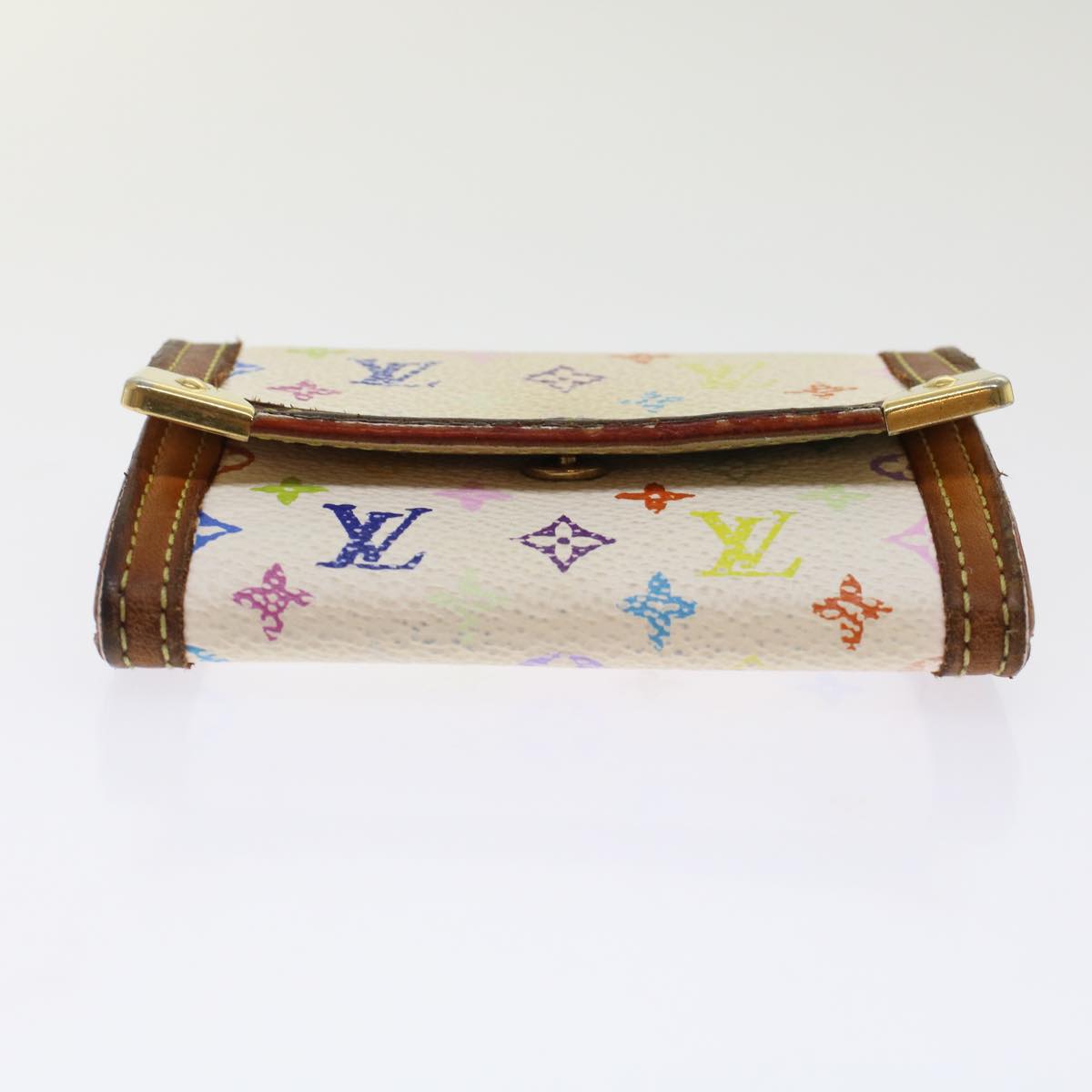 LOUIS VUITTON Monogram Multicolor Porte Monnaie Plat White M92657 LV Auth bs7067