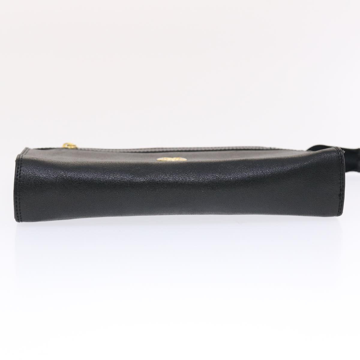 VALENTINO Clutch Bag Leather Black Auth bs7149