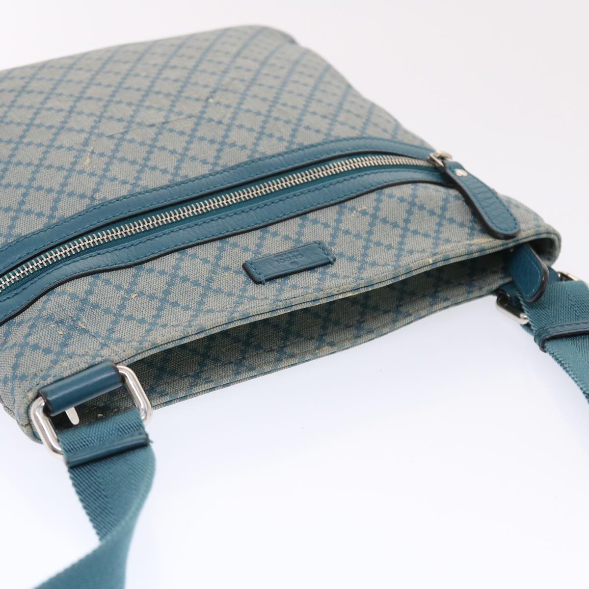 GUCCI Diamante Shoulder Bag PVC Leather Light Blue 295257 Auth bs7152