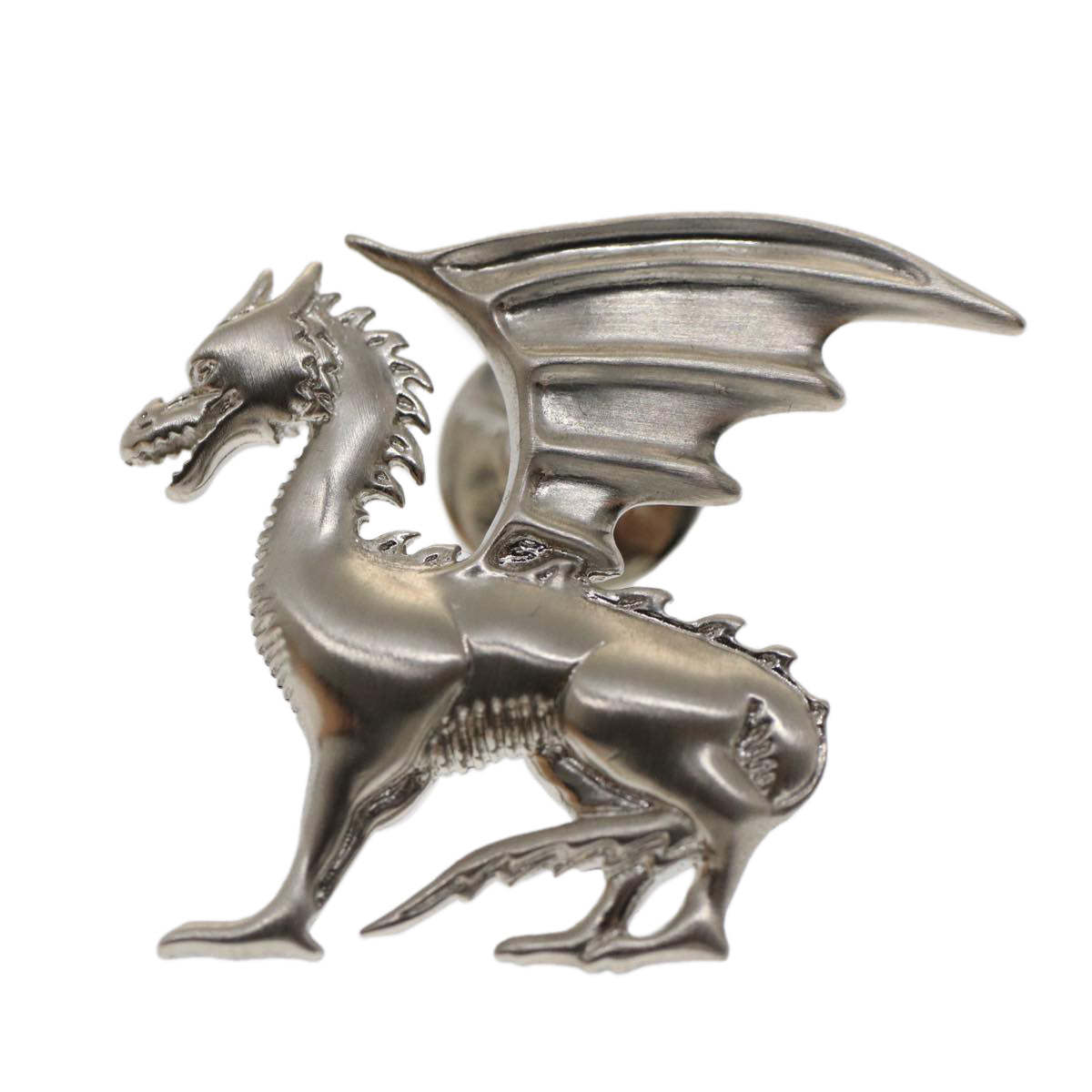 HERMES Dragon Brooch Metal Silver Auth bs7410