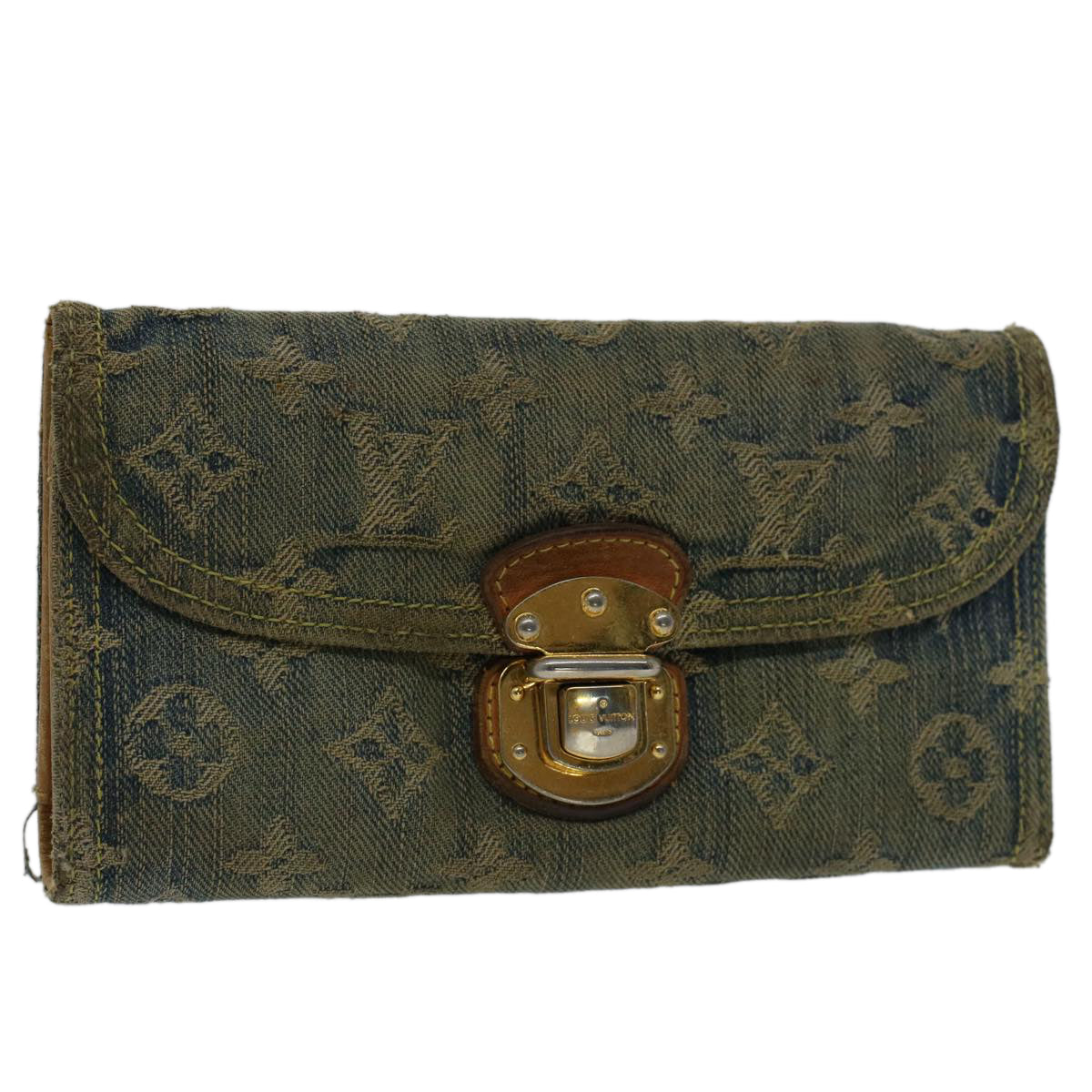 LOUIS VUITTON Monogram Denim Portefeuille Amelia Wallet Blue M95511 Auth bs7449