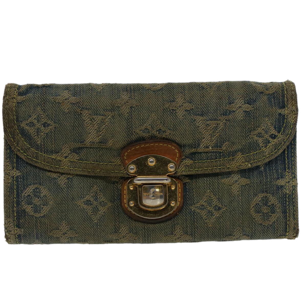 LOUIS VUITTON Monogram Denim Portefeuille Amelia Wallet Blue M95511 Auth bs7449