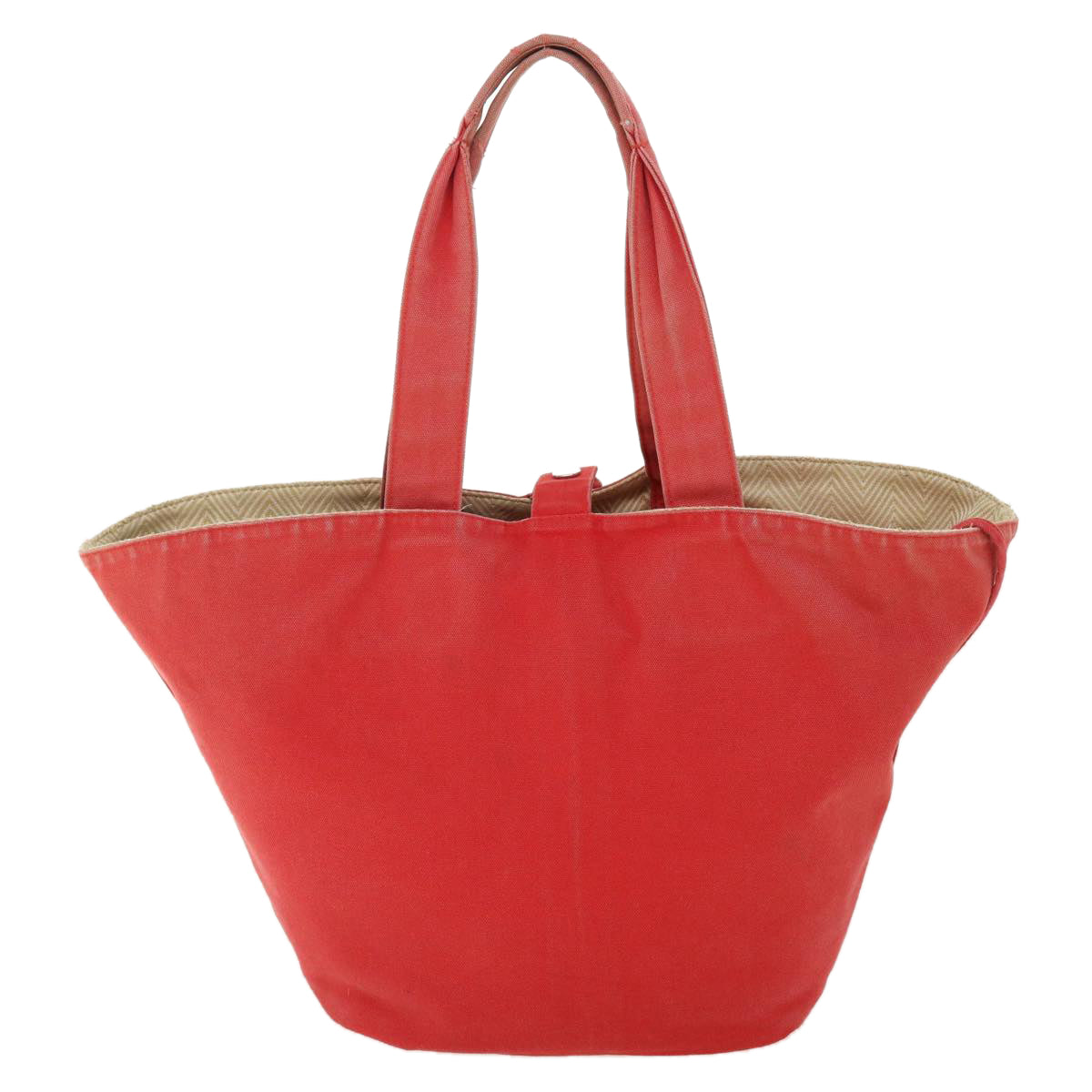 HERMES Panniedo Plage Tote Bag Canvas Red Auth bs7474