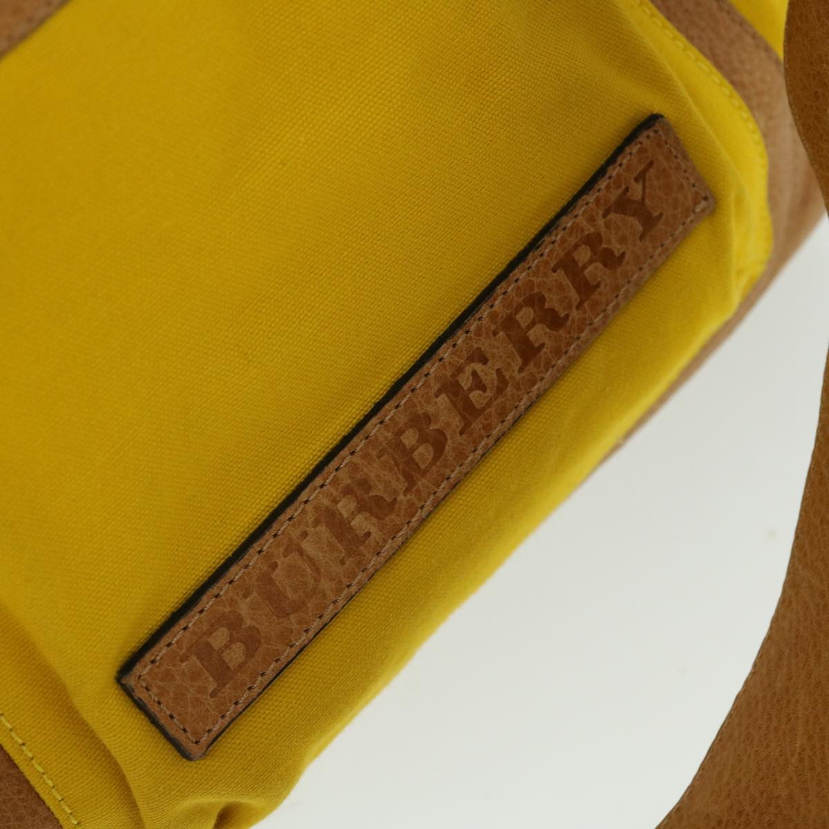 BURBERRY Shoulder Bag Canvas Leather Yellow Auth bs7538