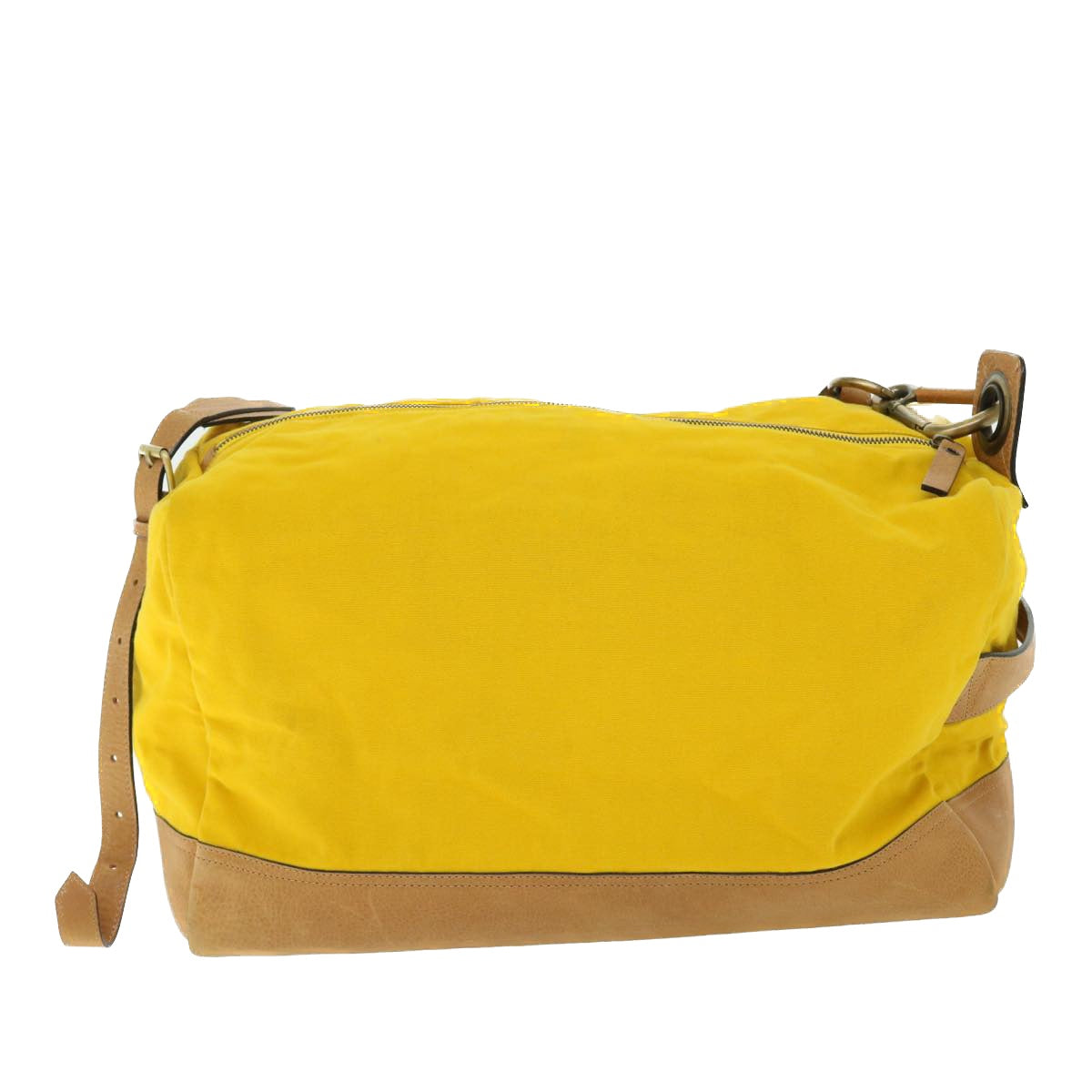 BURBERRY Shoulder Bag Canvas Leather Yellow Auth bs7538