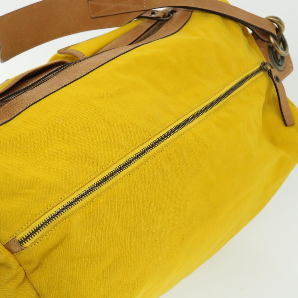 BURBERRY Shoulder Bag Canvas Leather Yellow Auth bs7538