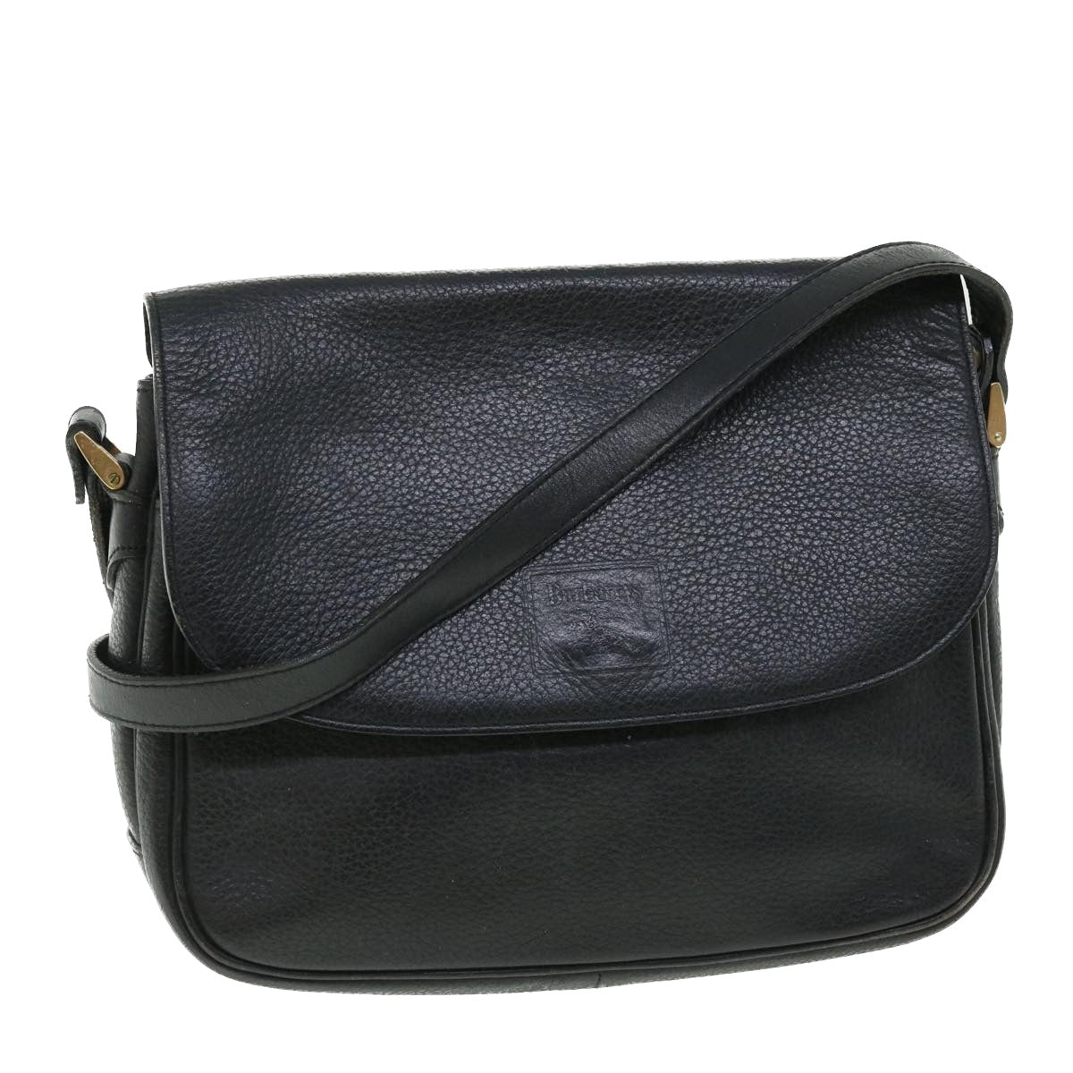 Burberrys Shoulder Bag Leather Black Auth bs7547