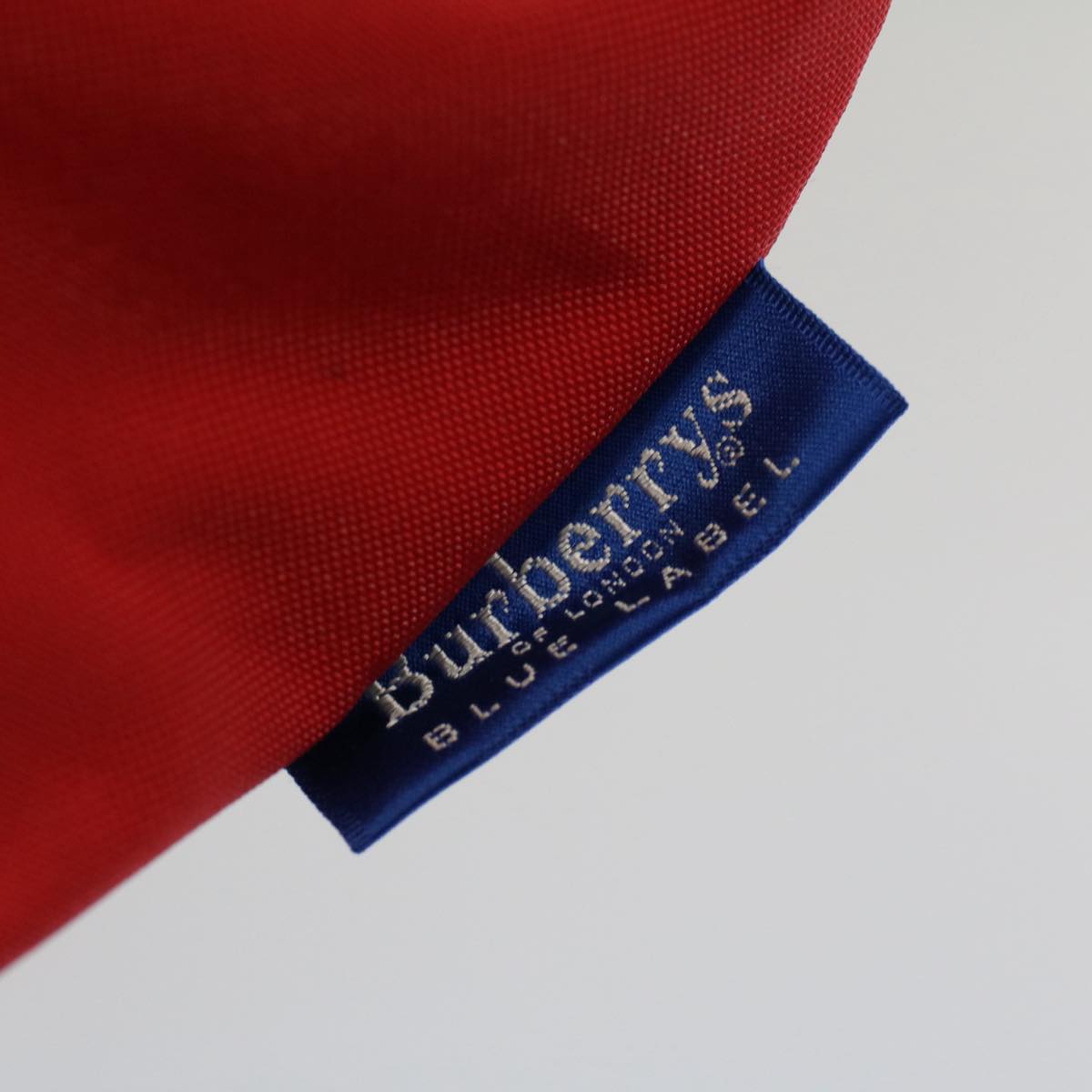 Burberrys Nova Check Blue Label Hand Bag Nylon Red Auth bs7581