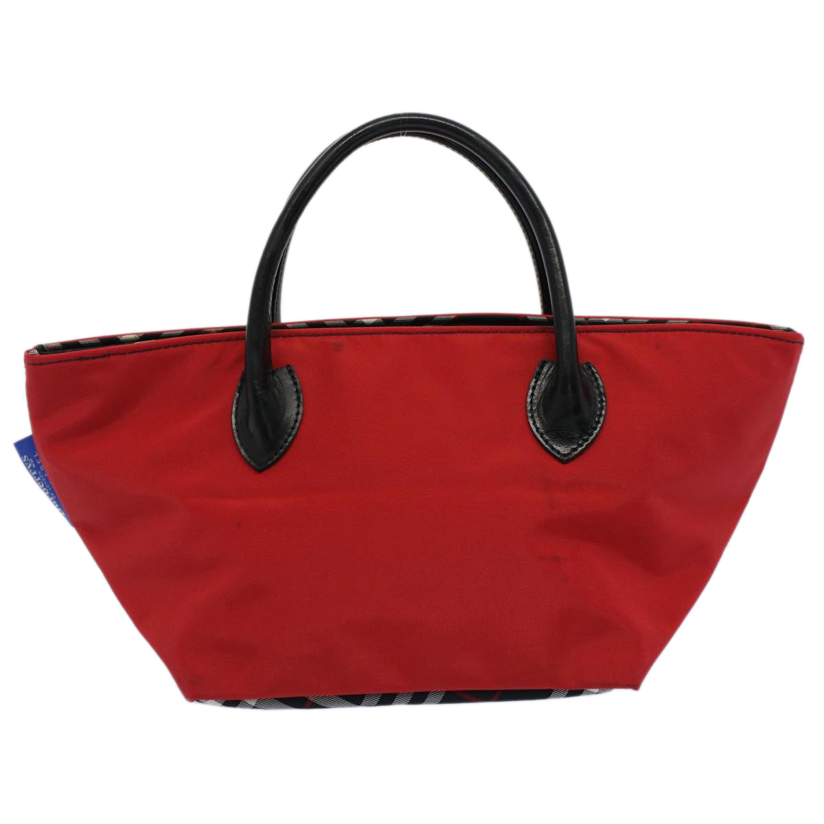 Burberrys Nova Check Blue Label Hand Bag Nylon Red Auth bs7581