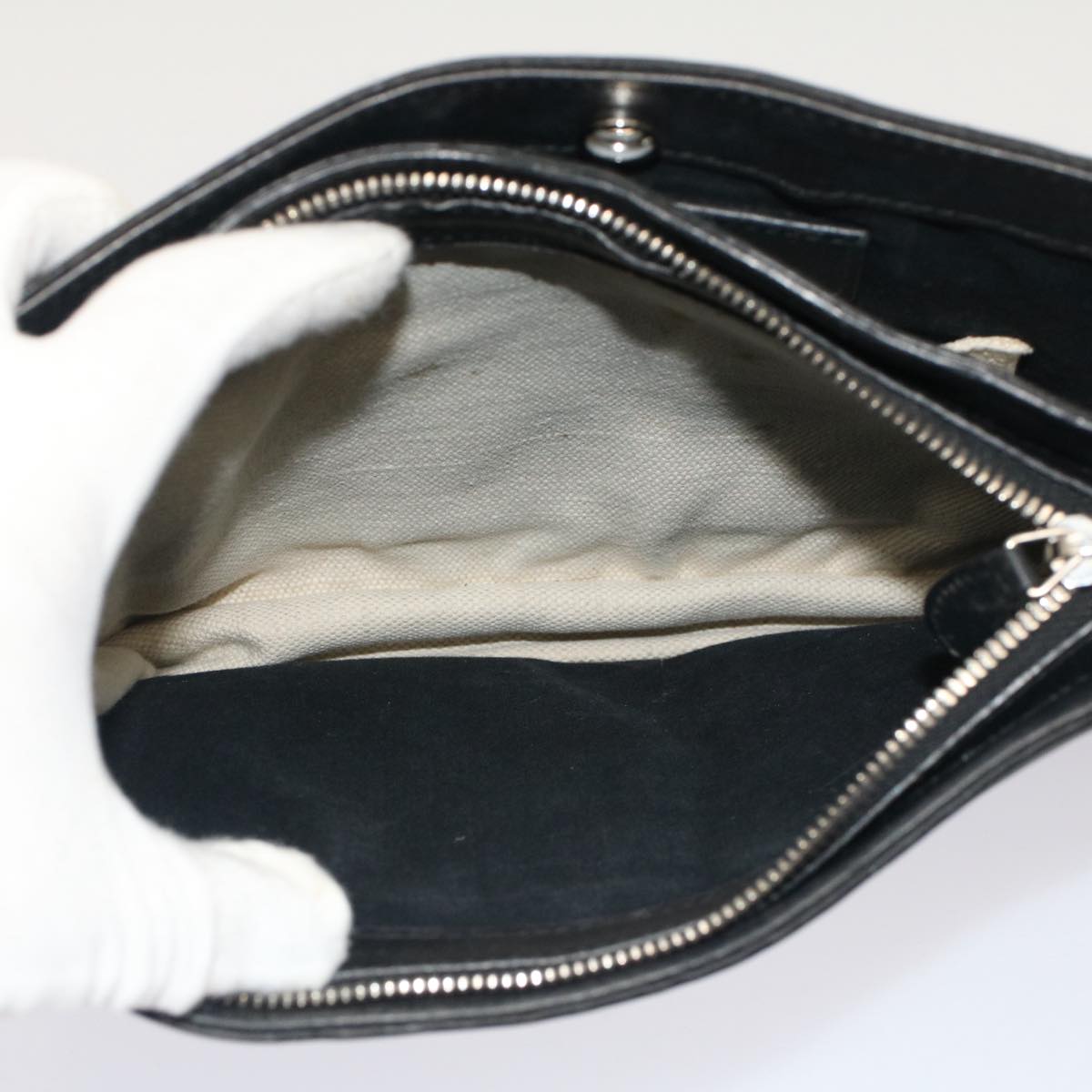 BALENCIAGA Shoulder Bag Canvas White Black Auth bs7585