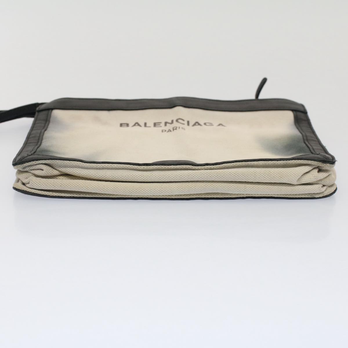 BALENCIAGA Shoulder Bag Canvas White Black Auth bs7585