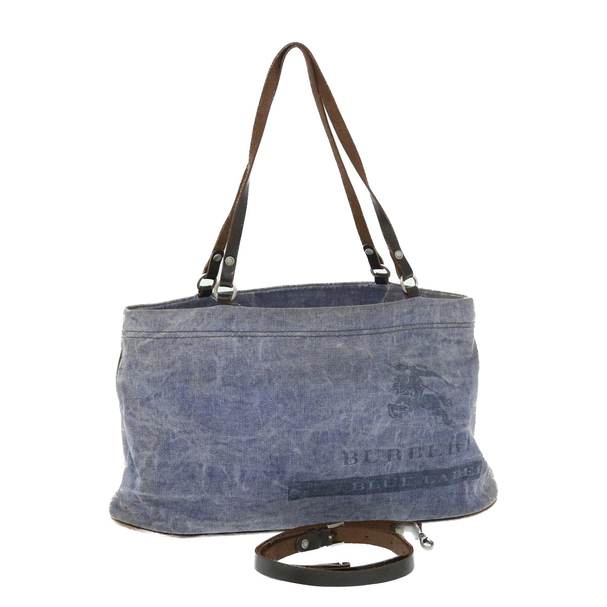 BURBERRY Blue Label Shoulder Bag Canvas 2way Blue Auth bs7649