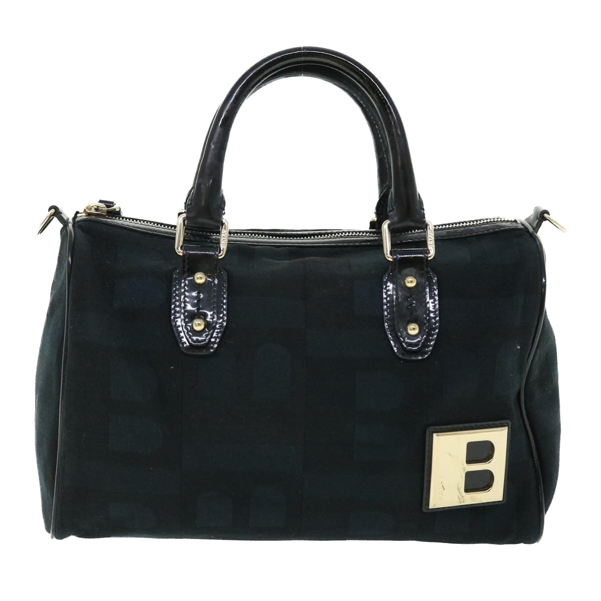 BALLY Boston Bag Canvas 2way Black Auth bs7656