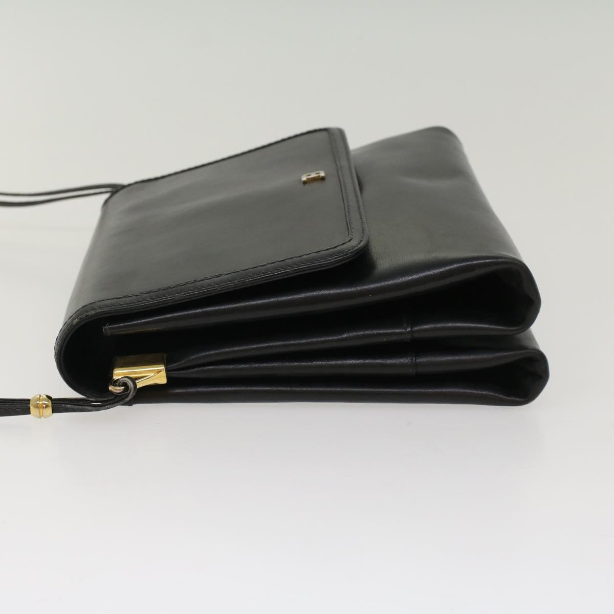 BALLY Shoulder Bag Leather Black Auth bs7658