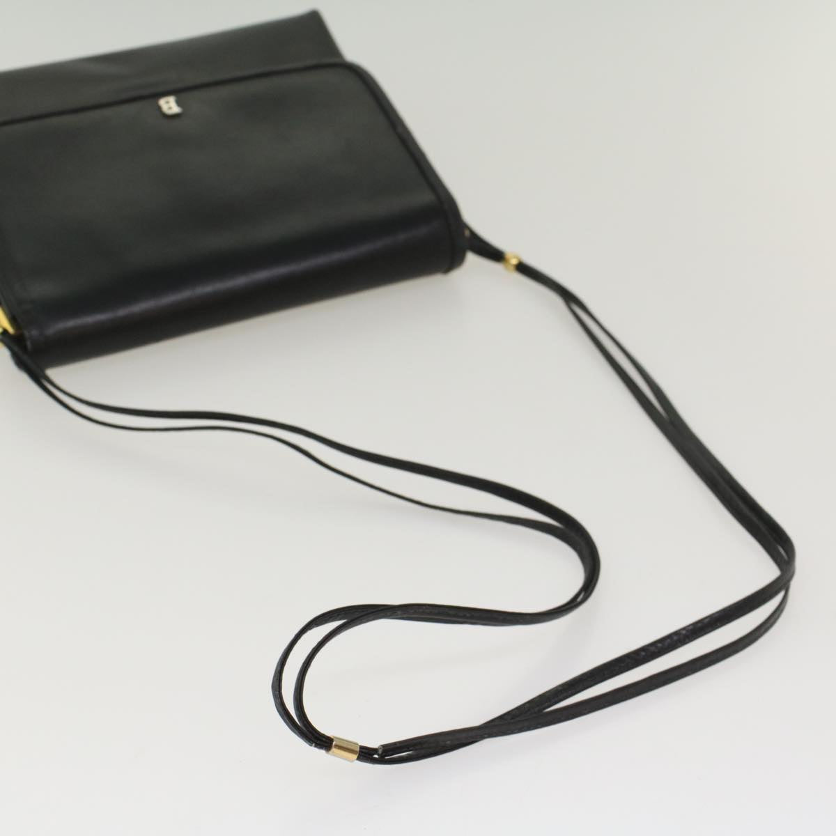 BALLY Shoulder Bag Leather Black Auth bs7658