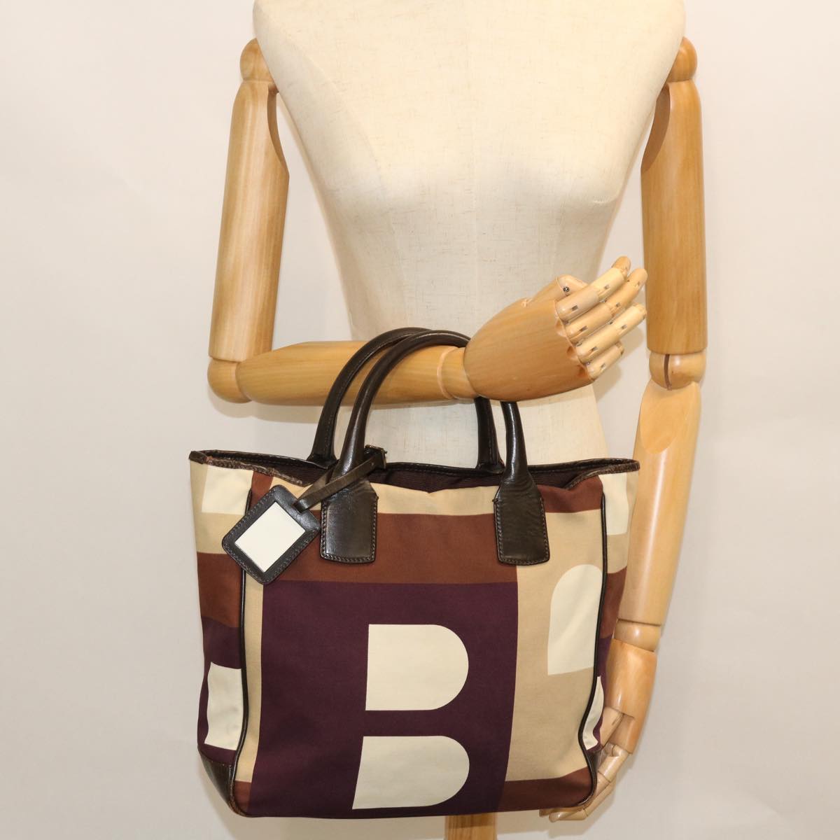 BALLY Tote Bag Canvas Brown Auth bs7659