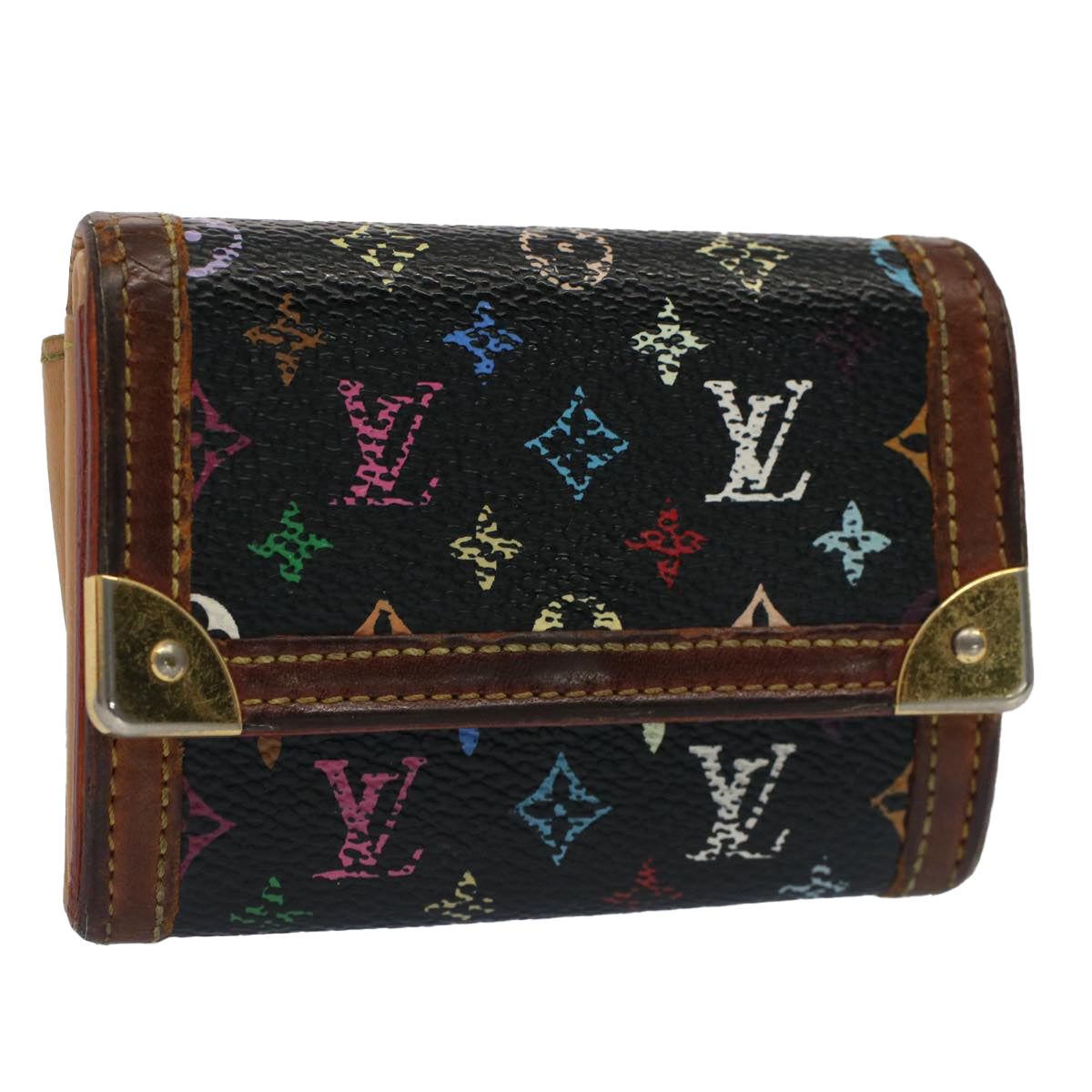 LOUIS VUITTON Monogram Multicolor Porte Monnaie Plat Purse M92656 LV Auth bs7684