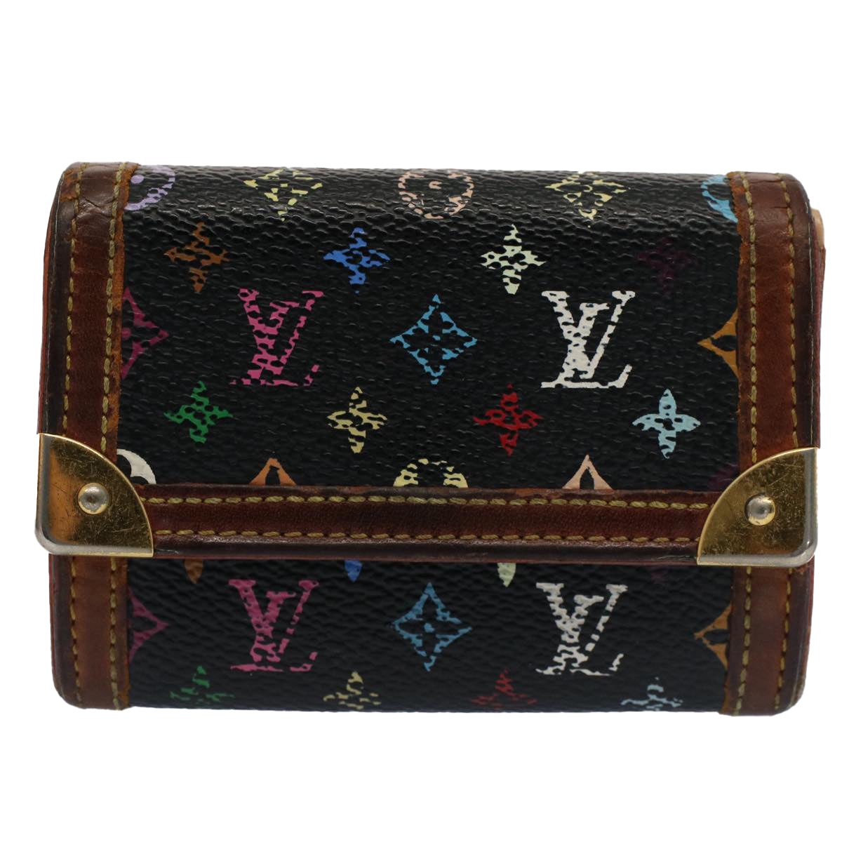 LOUIS VUITTON Monogram Multicolor Porte Monnaie Plat Purse M92656 LV Auth bs7684