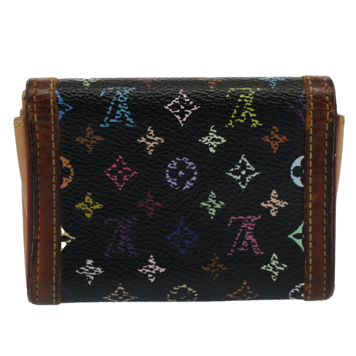 LOUIS VUITTON Monogram Multicolor Porte Monnaie Plat Purse M92656 LV Auth bs7684