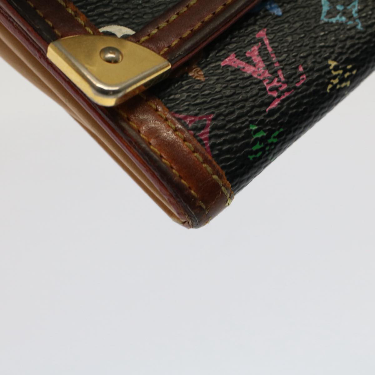 LOUIS VUITTON Monogram Multicolor Porte Monnaie Plat Purse M92656 LV Auth bs7684