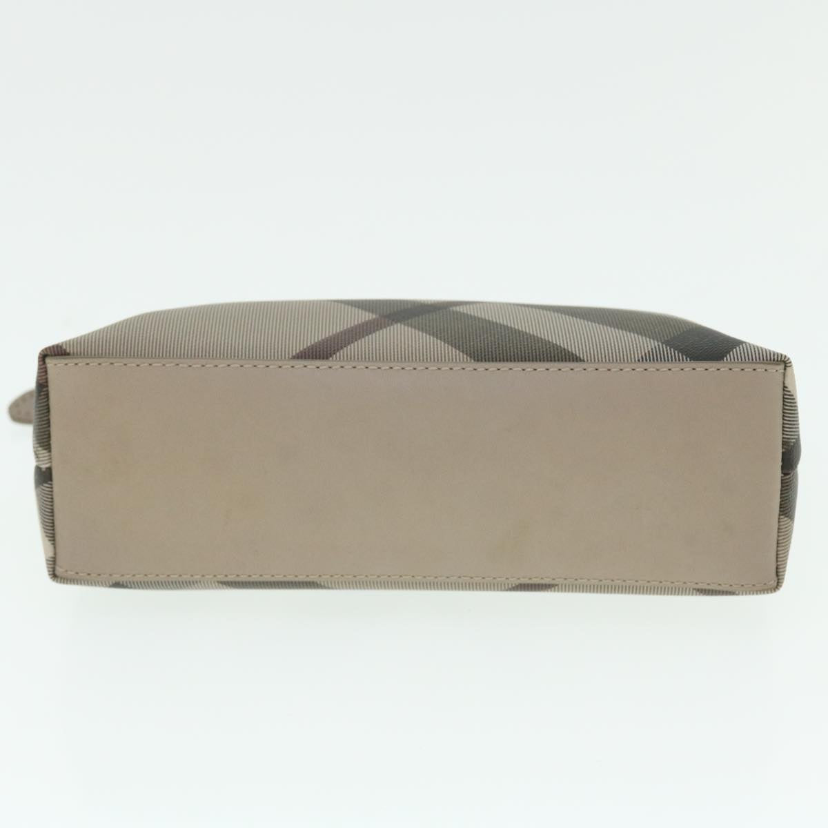 BURBERRY Nova Check Pouch PVC Leather Beige Auth bs7701