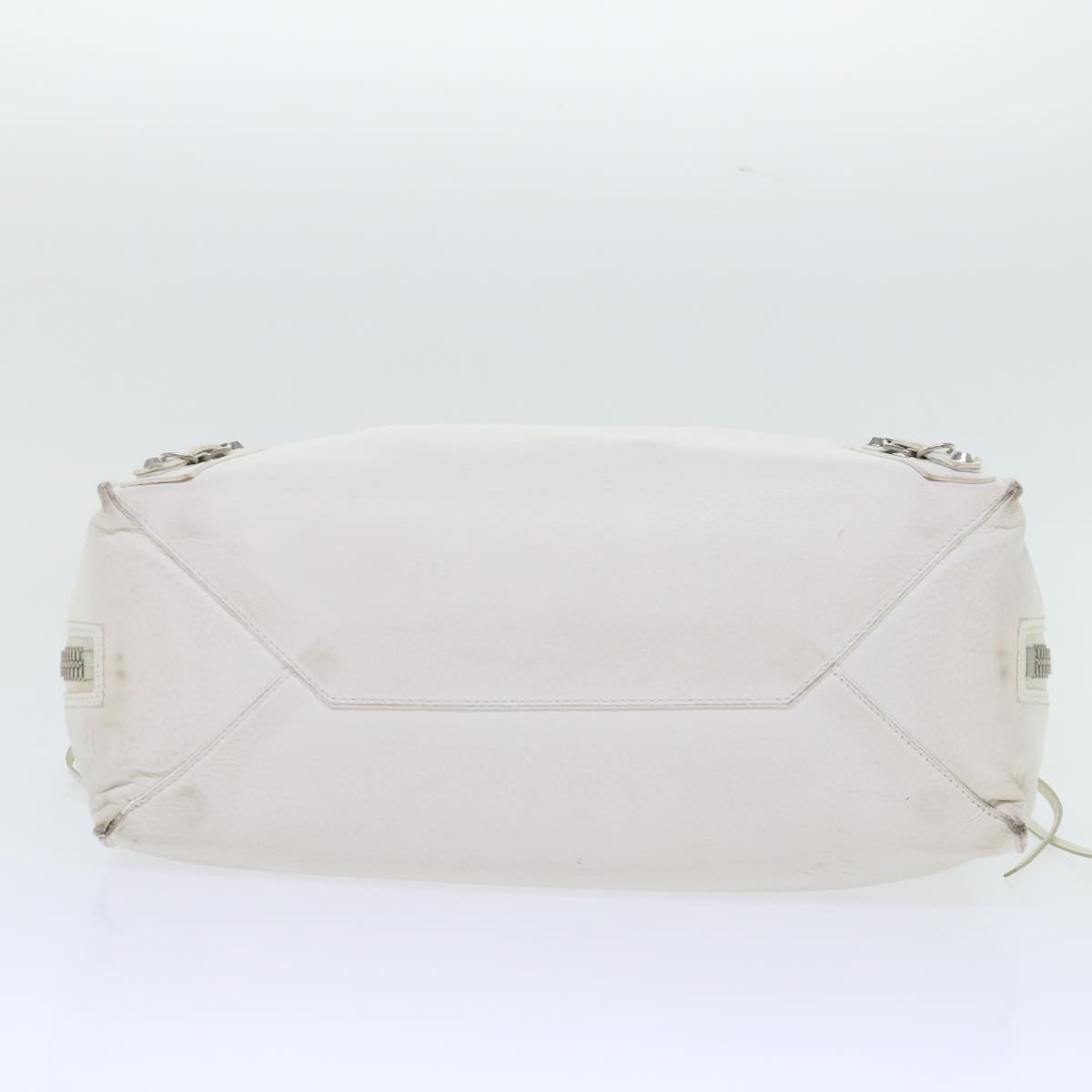 BALENCIAGA Paper Hand Bag Leather White 432596 Auth bs7729