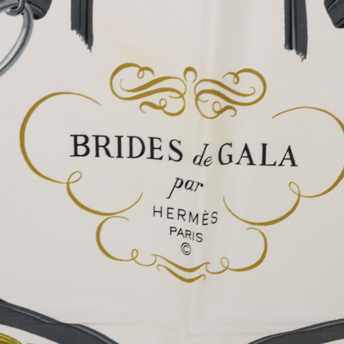 HERMES Carre 90 BRIDES dE GALA Scarf Silk Pink White Auth bs7742