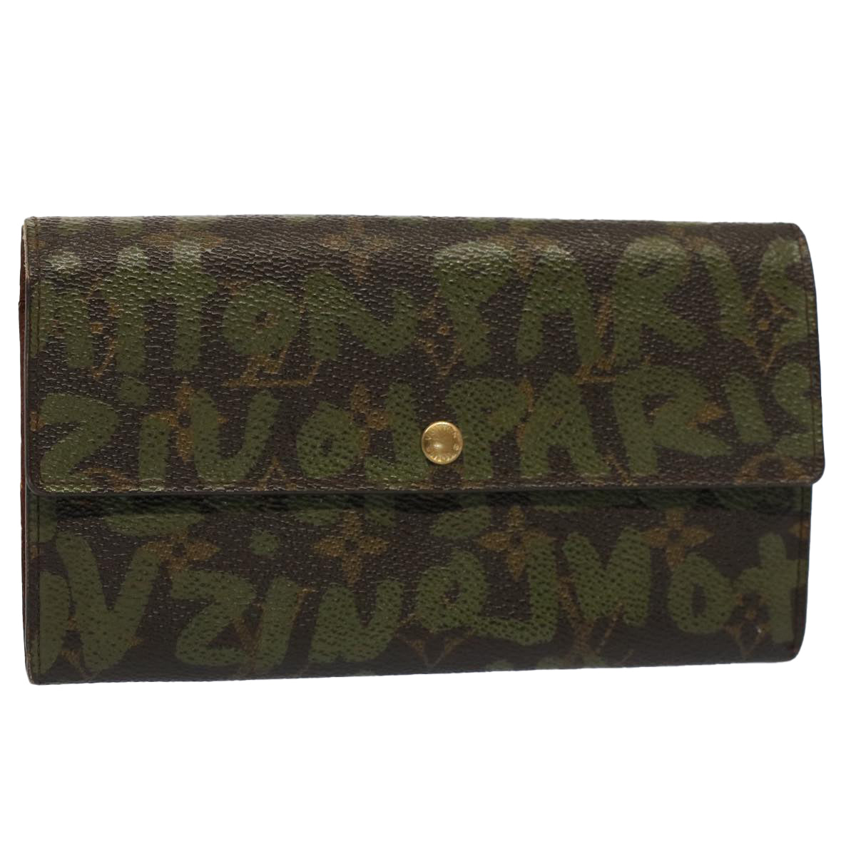 LOUIS VUITTON Monogram Graffiti Porte Monnaie Credit Khaki M92188 LV Auth bs7765