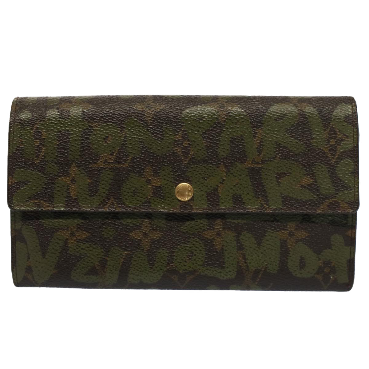 LOUIS VUITTON Monogram Graffiti Porte Monnaie Credit Khaki M92188 LV Auth bs7765