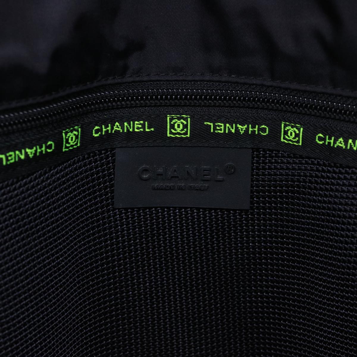 CHANEL Backpack Nylon Black Yellow CC Auth bs7813