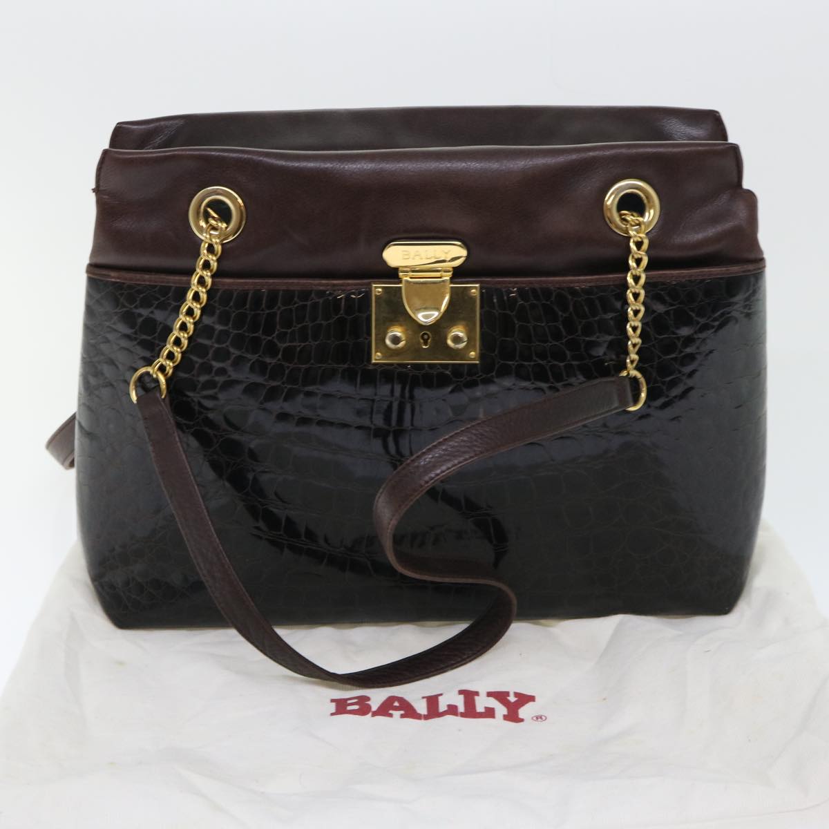 BALLY Shoulder Bag Leather Brown Auth bs7832