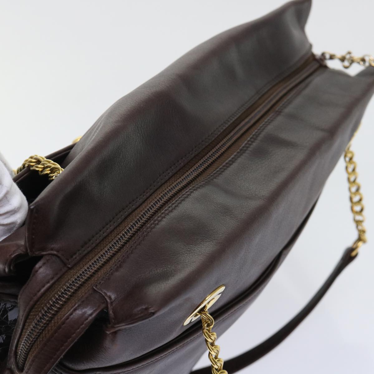 BALLY Shoulder Bag Leather Brown Auth bs7832