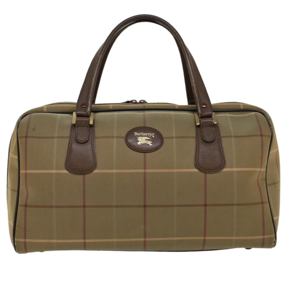 Burberrys Nova Check Boston Bag Nylon Brown Auth bs7891