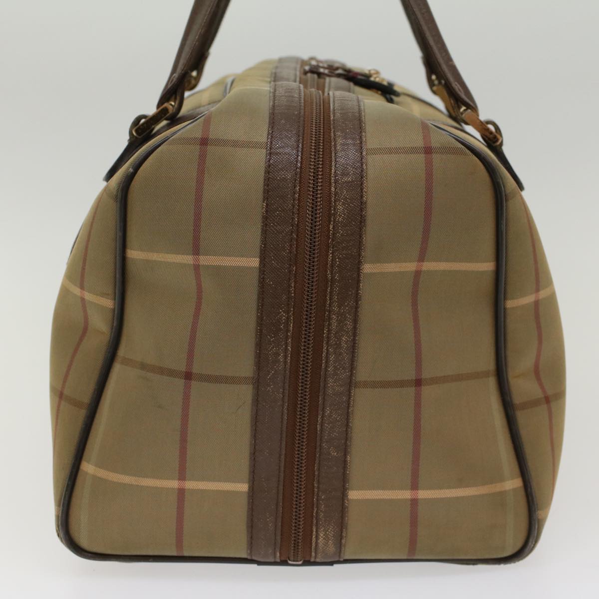 Burberrys Nova Check Boston Bag Nylon Brown Auth bs7891