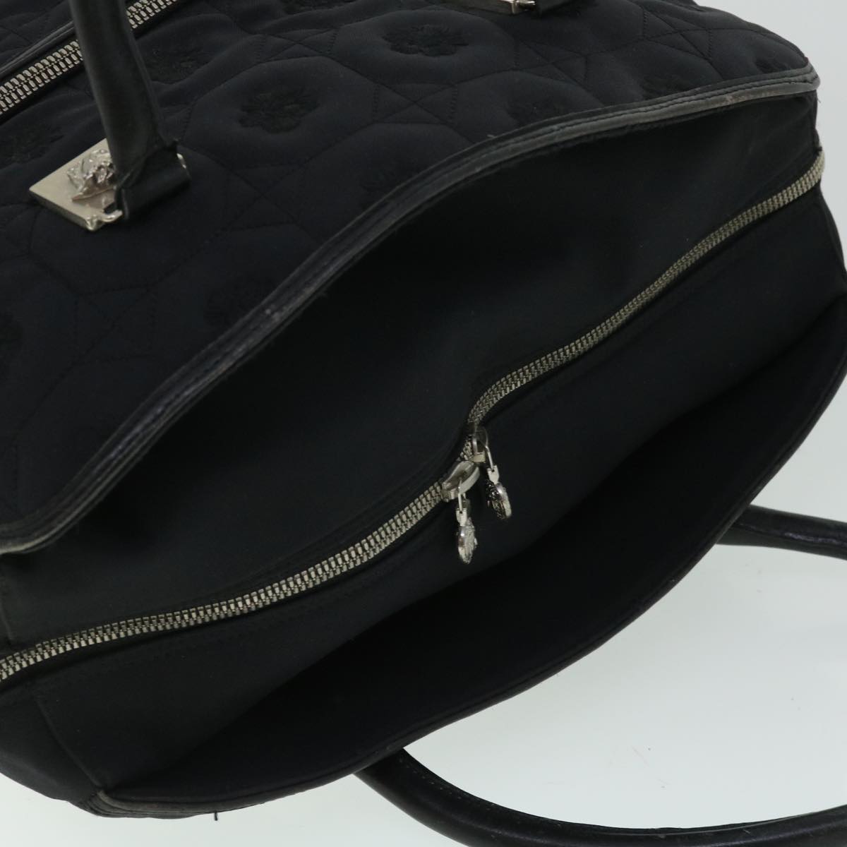 Gianni Versace Boston Bag Canvas Black Auth bs7914