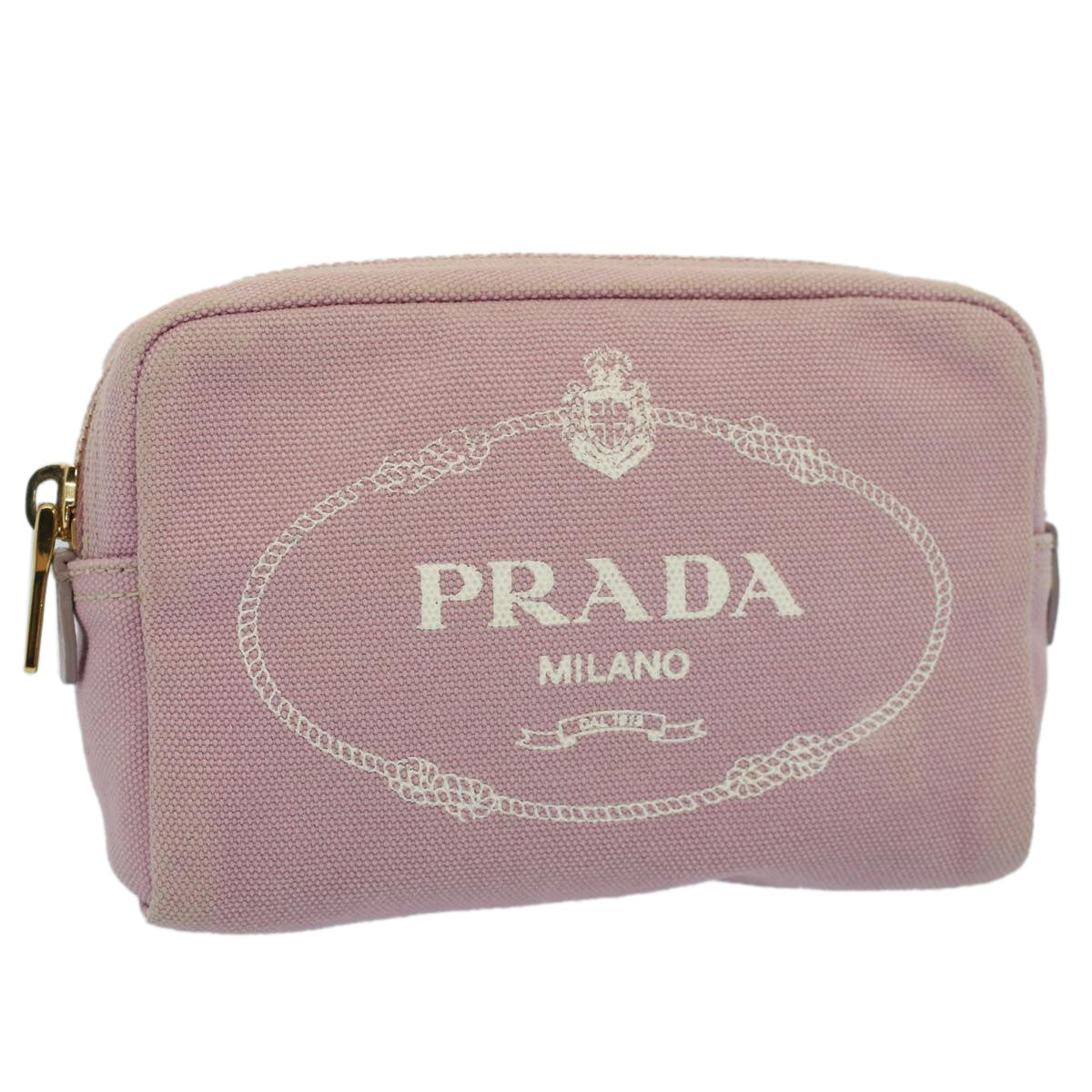 PRADA Pouch Canvas Pink Auth bs7928