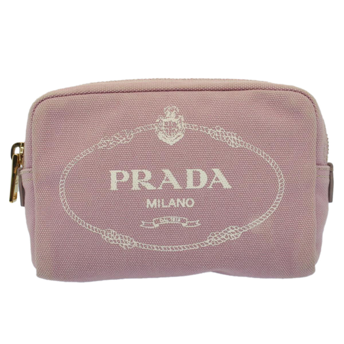 PRADA Pouch Canvas Pink Auth bs7928