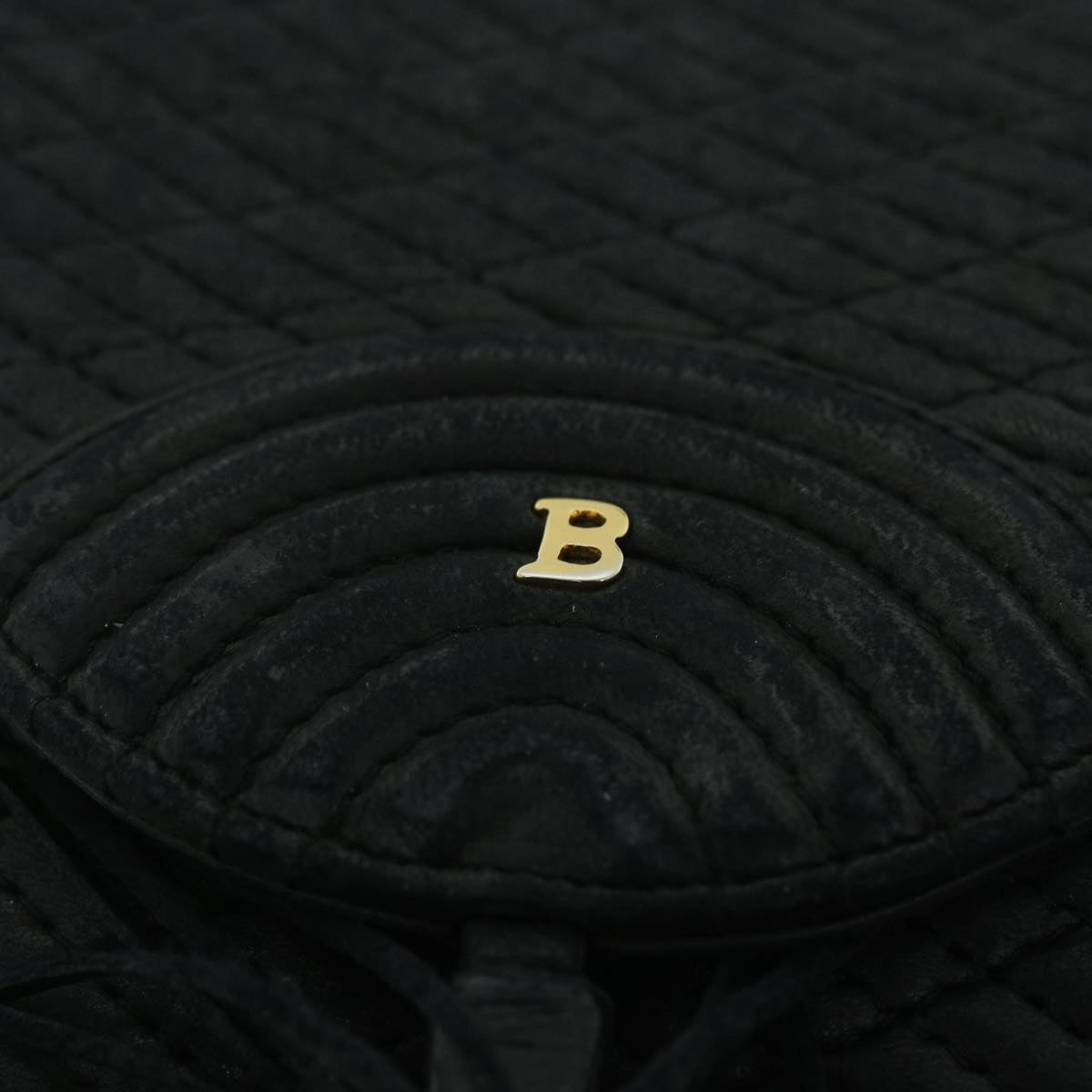 BALLY Chain Shoulder Bag Leather Black Auth bs7937