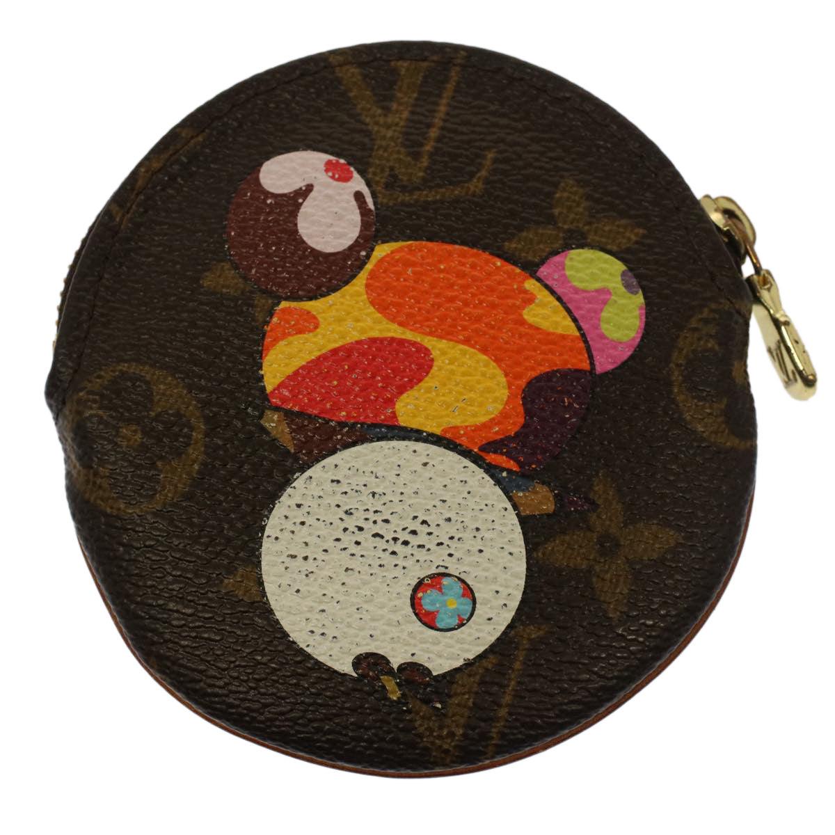 LOUIS VUITTON Monogram Panda Porte Monnaie Round Coin Purse M61928 Auth bs7939