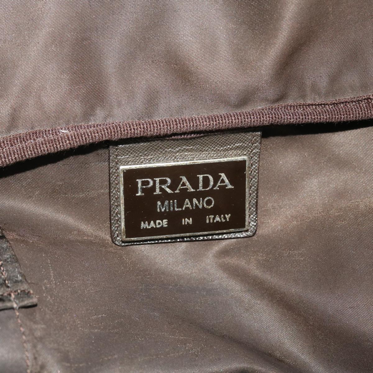 PRADA Boston Bag Nylon Khaki Brown Auth bs7971