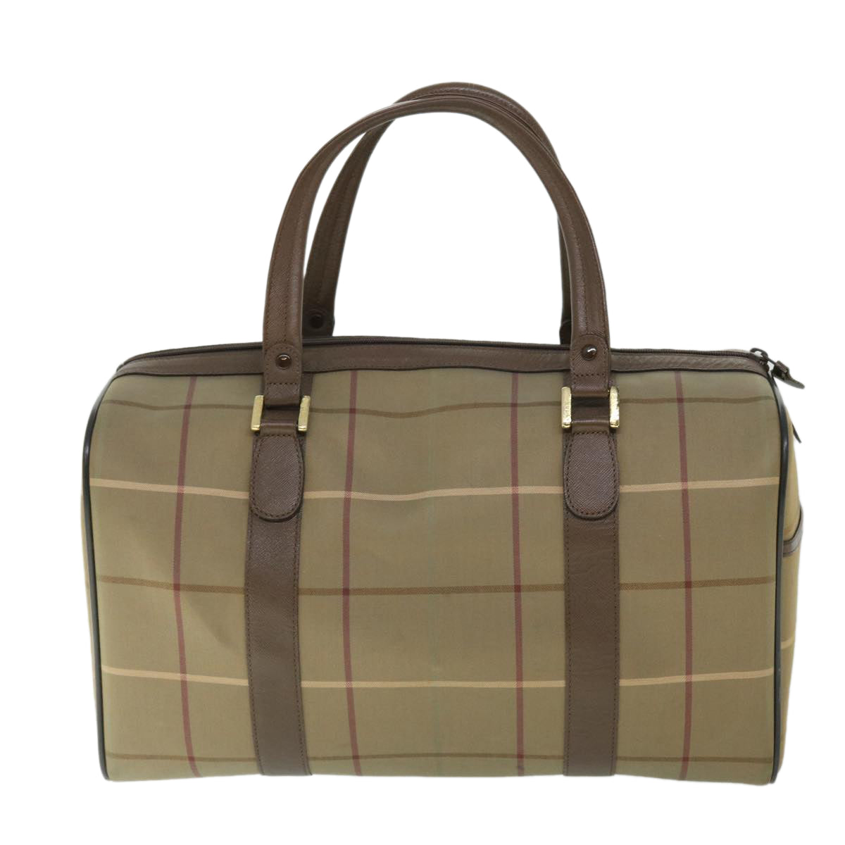 Burberrys Nova Check Boston Bag Nylon Brown Auth bs7981