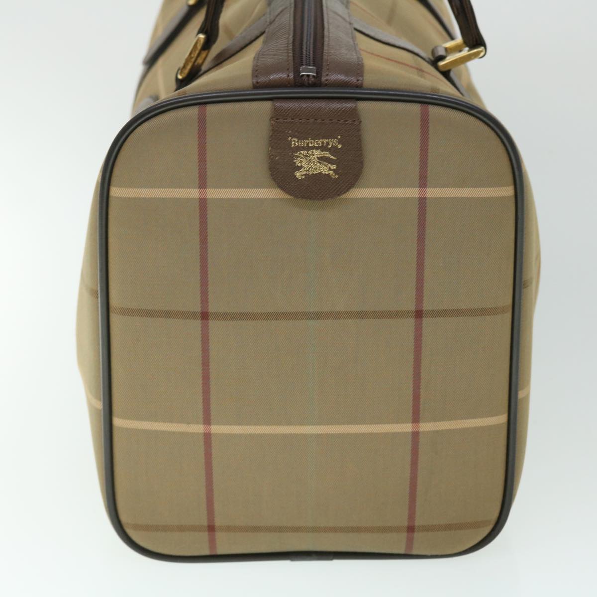 Burberrys Nova Check Boston Bag Nylon Brown Auth bs7981