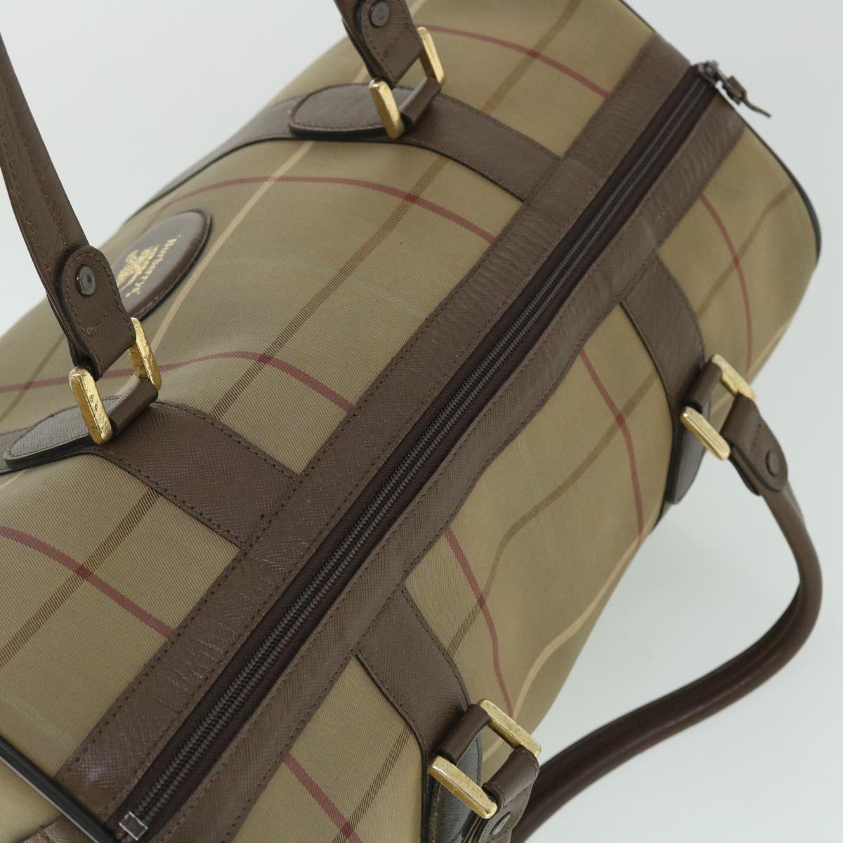 Burberrys Nova Check Boston Bag Nylon Brown Auth bs7981