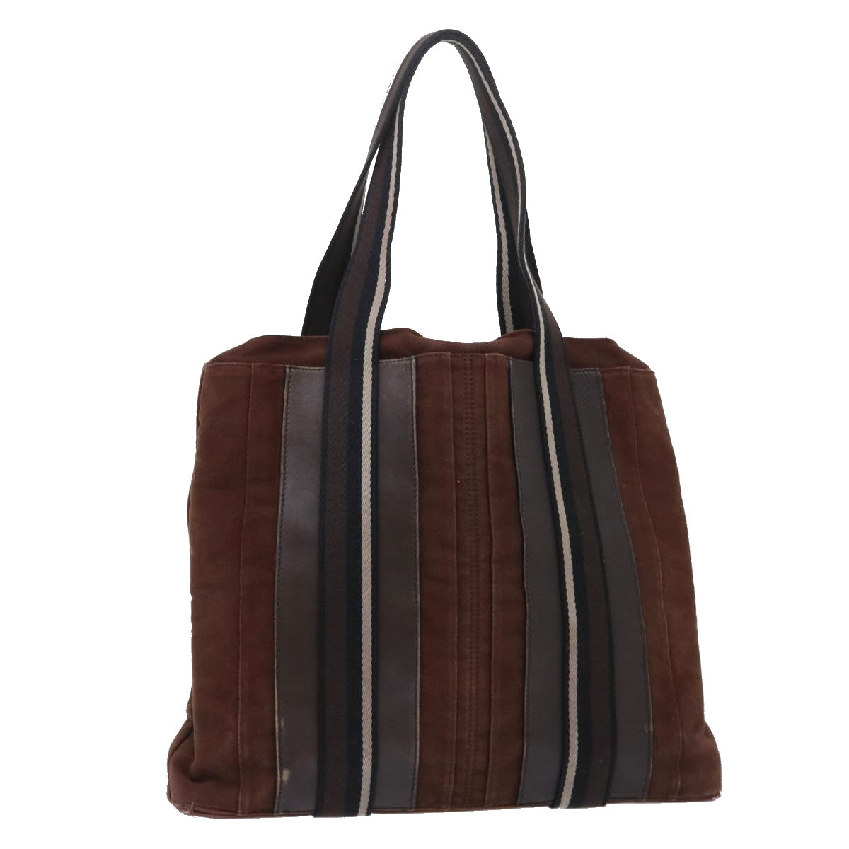 HERMES Trocha Horizontal MM Tote Bag Canvas Brown Auth bs8041