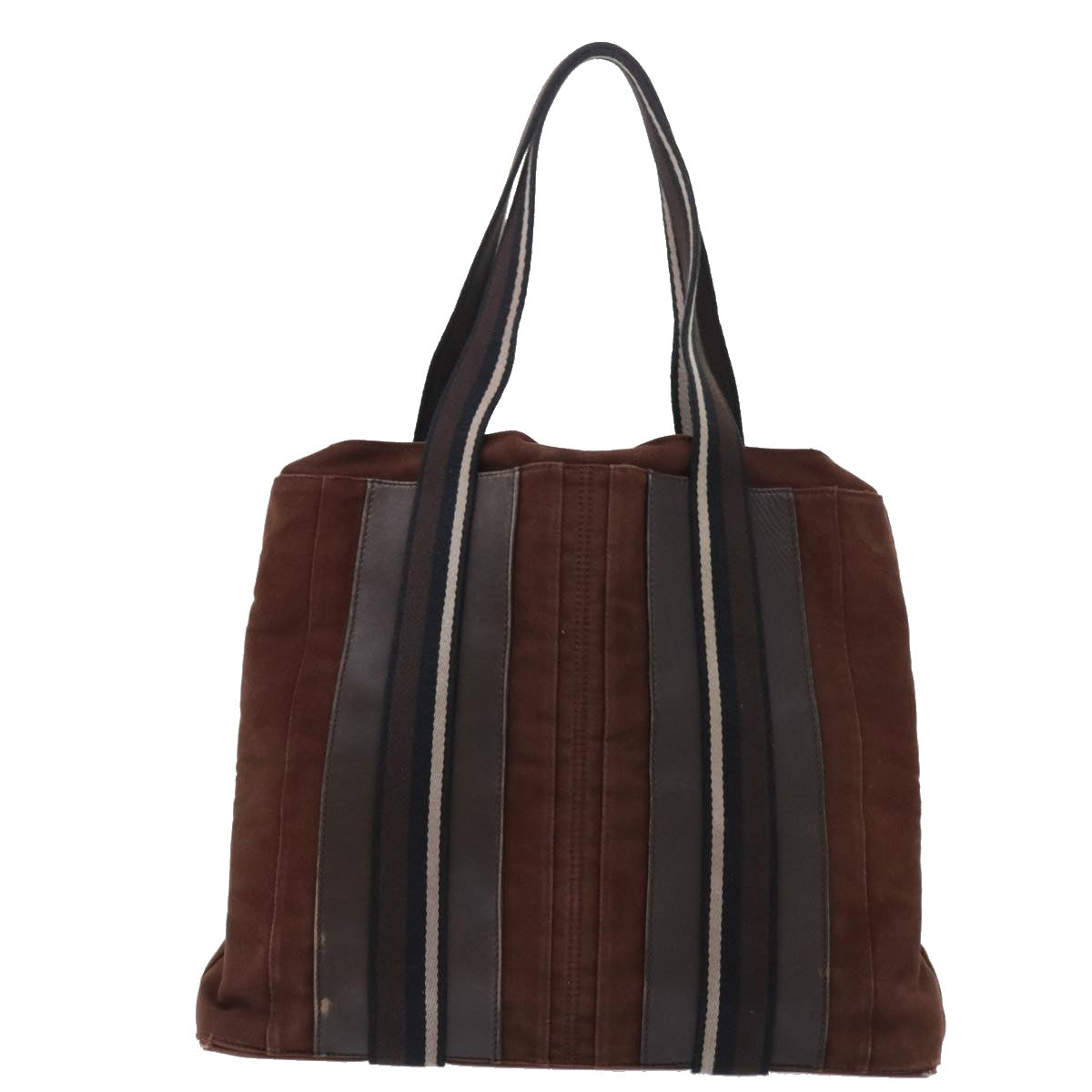 HERMES Trocha Horizontal MM Tote Bag Canvas Brown Auth bs8041