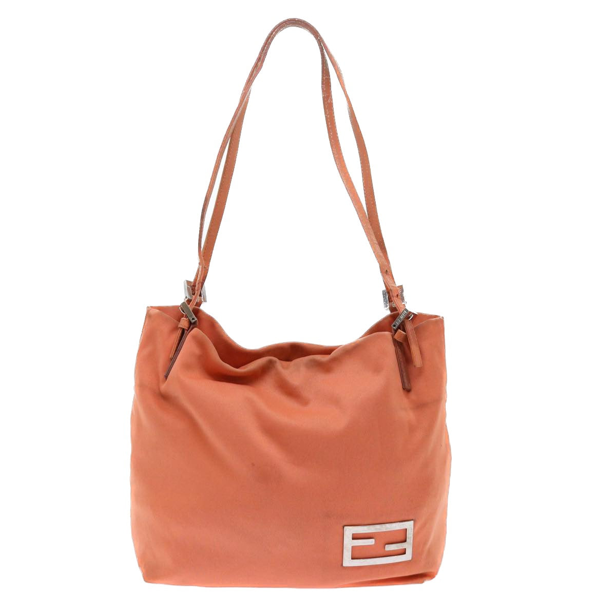 FENDI Shoulder Bag Nylon Orange Auth bs8046