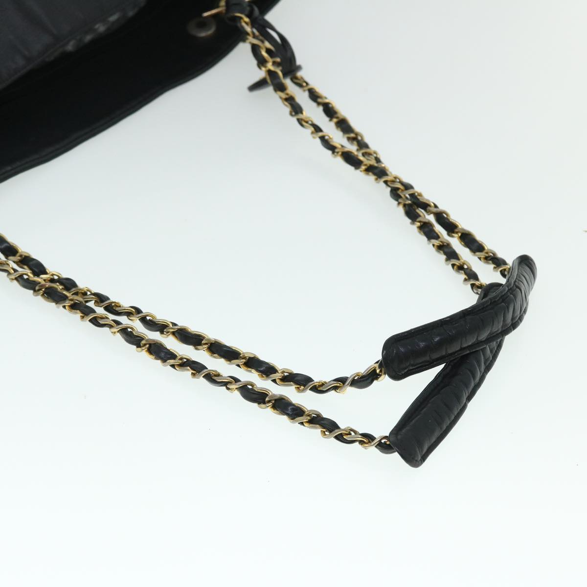 CHANEL Chain Shoulder Bag PVC Leather Black CC Auth bs8052