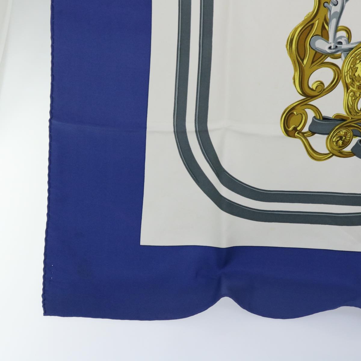 HERMES Carre 90 BRIDES de GALA Scarf Silk Blue White Auth bs8061