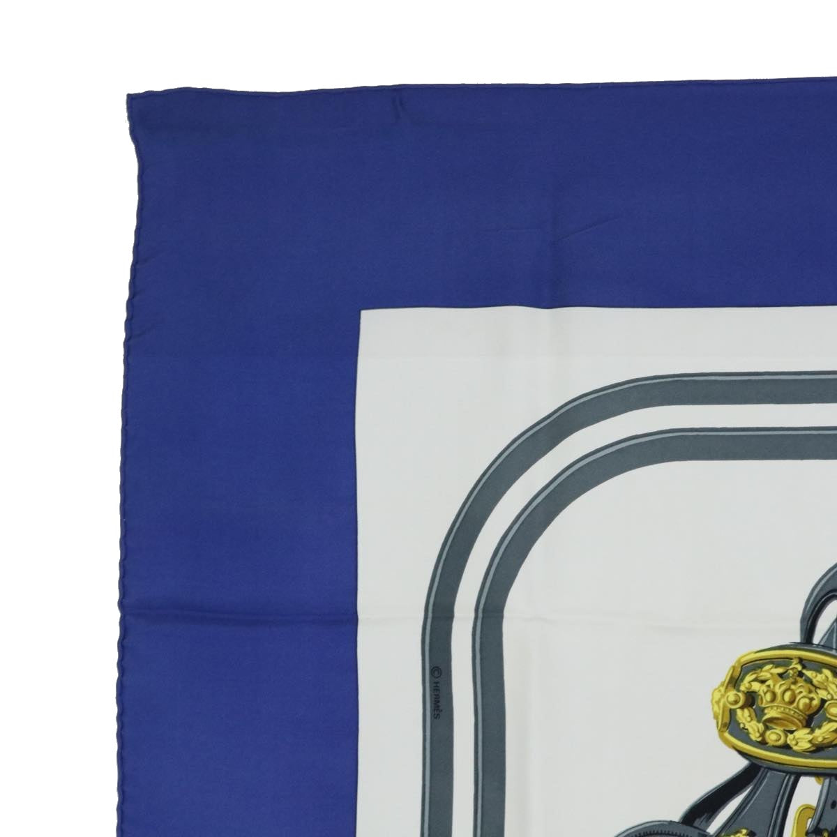 HERMES Carre 90 BRIDES de GALA Scarf Silk Blue White Auth bs8061